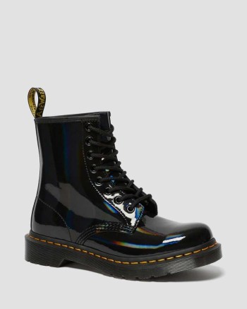 Dr Martens 1460 Rainbow Patent Šnurovacie Čižmy Damske Čierne Viacfarebný | 9512-FTZCL